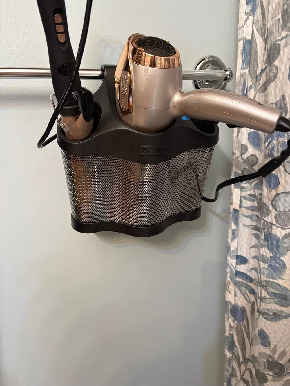 Polder Black & Silver Mesh Multi-Compartment Countertop Organizer